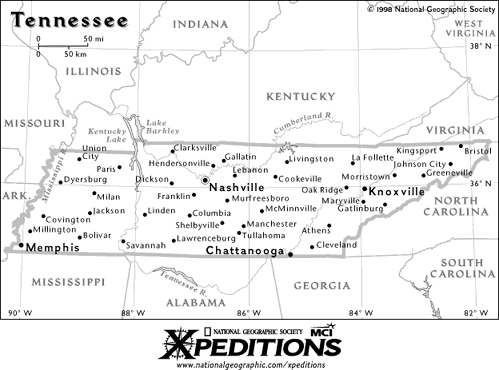 Map of Tennessee